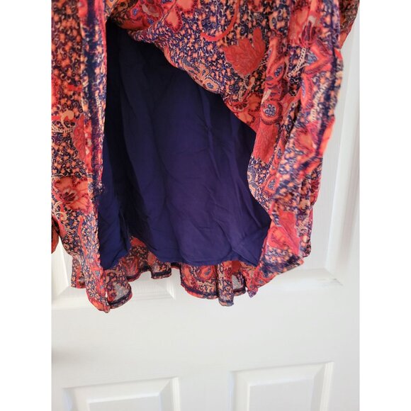 Free People Teegan Peach Mini Boho floral Dress size Medium - Picture 5 of 9